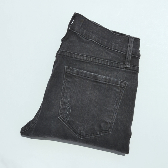 Frame Denim Hathaway Distressed Mid Rise Ankle Cropped Le Skinny Jeans Black 25 - Picture 2 of 16